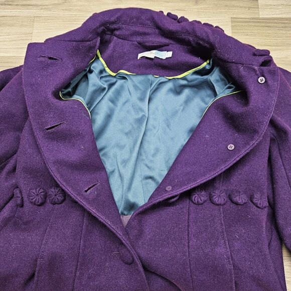 Boden Womens Purple Wool Mid-length Coat Size 6 - Picture 9 of 13